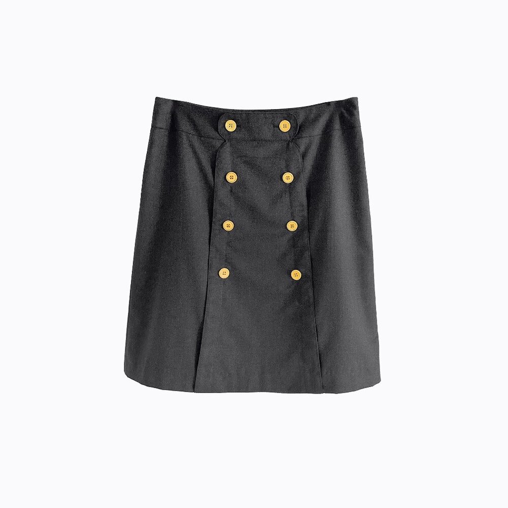 Vtg J Mclaughlin Military Wool Skirt 4 Charcoal USA Lightweight Academia Preppy